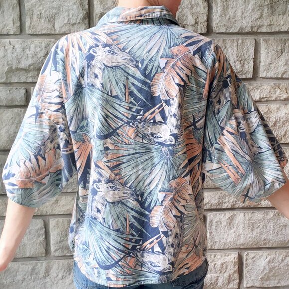 'African Safari' Giraffe Short Sleeve Vintage Button Down - Picture 3 of 5